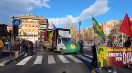 Demonstration to demand the release of Abdullah Öcalan organized by UIKI (Kurdistan Information Office in Italy) in Rome.