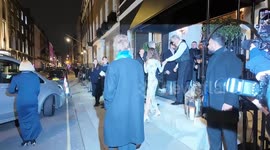 Actors Dev Patel, Adam Pearson, Jeff Goldblum and Adrien Brody attend the Universal Focus Features DWA BAFTA Celebration