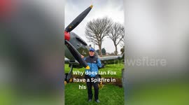 Man buys full-sized Spitfire plane for his front garden