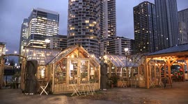 A View Of A Newly Set Up Street Market On The London's Docklands At Night
