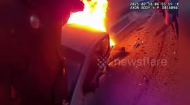 US: Officer and Off-Duty Firefighter Pull Woman from Burning Truck in Dramatic Highway Rescue