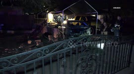 US, Phoenix: Phoenix Truck Crashes Through Yards With Sound On Tape