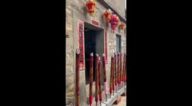 2025 Matsu Bai-Ming Cultural Festival - A large red candle outside a Matsu residence