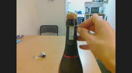 Trying to open plaza prosecco and the cork hits my ceiling and lands in my kitchen