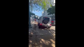 Impatient Driver Drives on Sidewalk in Miami