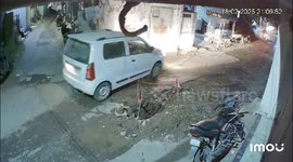 Cctv - Man Falls into a Pit After Slipping from Bike; Rescued by Locals in Dabhoi