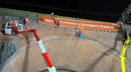 Engineers refurbish the Stockport viaduct in England