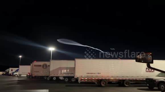 SpaceX Falcon 9 launch lights up night sky in Primm, Nevada, USA - Buy ...