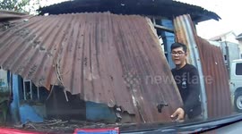 Roof collapses again after parking mishap in Medan, Indonesia