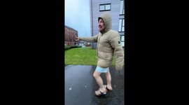 Man nearly falls after spotting flying divan in Glasgow, Scotland, UK