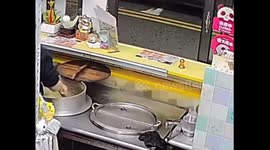 Cat jumps to peek over counter in Taiwan video