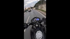 Motorbike rider crashes on the road in İstanbul