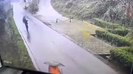 Parkgoers flee as landslide crashes down hillside in China