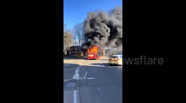 UK: National Express Bus Catches Fire, Blocking Road In Bilston