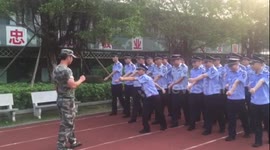 Uncoordinated man struggles with walking training exercise