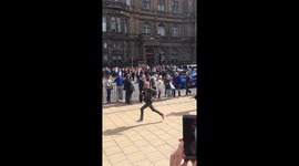 Ewan McGregor sprints down Edinburgh street during Trainspotting 2 filming