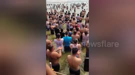 Uttarpradesh Police team bathed at Triveni after ensuring a safe Kumbh bath for the devotees