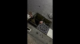 Italian Man Pops Out of Manhole
