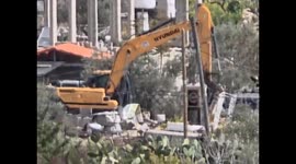 Israeli forces demolish a house under construction and a farm in the village of Far'oun