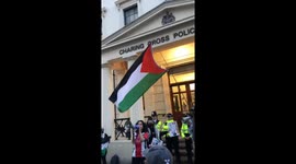 Protesters Rally in Support of Big Ben Climber Outside London Police Station