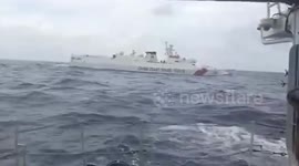 Philippine Coast Guard ship warns China vessel amid rough waves in South China Sea