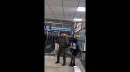 Retired boxer disarms knife attacker holding airport ground staff
