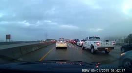 Truck Slides into Median