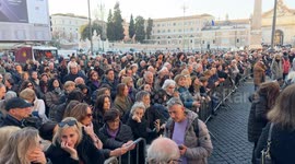 People outside the Church of the Artists during the funeral of Italian actress Eleonora Giorgi in Rome.