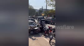 A Thar riders crushed scooty and bike on the road in the parking lot of Noida, People's so much Pannik