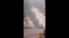 Flash floods cascade down mountain amid heavy rain in Indonesia