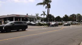 USA: Protest against Tesla, Musk and and Trump is Held at the Santa Barbara Tesla Dealer on Hitchcock Way