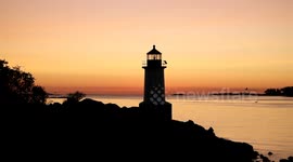 Sunrise at Winter Island Lighthouse (also called Fort Pickering Light) in Salem, Massachusetts