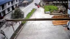 Motorcyclist crashes, flies 17 metres and lands inside a house - walks away unharmed