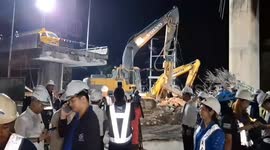 Debris cleared from motorway bridge collapse that killed six in Bangkok