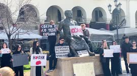 North Macedonian Students in Greece Hold Silent Vigil Protest for Kocani Tragedy Victims