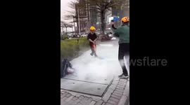 Teenaged boy attacked by swarm of bees on way home from school - bystanders rush to his rescue