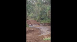 Ford takes on rugged riverbanks at Soysambu Stage, leaving bumper behind in Rift Valley, Kenya