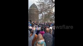 US: Thousands of Somerville residents gathered to denounce the abduction of Tufts University graduate student, Rumeysa Ozturk, by masked ICE agents who targeted her for criticizing Israel and supporting Palestine