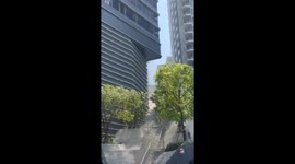 Water flows down stairs after earthquake sends it cascading down skyscraper in Bangkok
