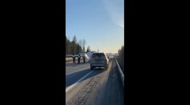 Light aircraft makes emergency landing on highway in Vologda, Russia