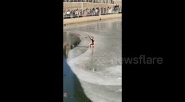 China: A 70-year-old Man Dives Into The Haihe River in Tianjin