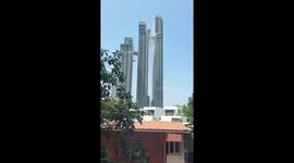 South Korean father jumps across breaking walkway during earthquake to save family