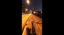 Riding a bike with no front wheel in Chicago