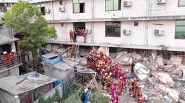Drone video shows Chinese rescuers carrying Myanmar earthquake survivor from collapsed hotel