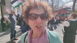 A holocaust descendent renamed the British Medical Association to (BGA) to rally in front of the BMA house in London, UK