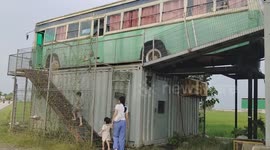 Bus Cafe located in Paddy Field, Sekinchan, Malaysia