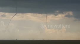 Rare twin tornadoes touch down in Manitoba, Canada