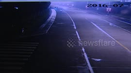 Scooter hit by horse on road in China