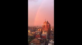 Rainbow over Tribeca after lightning storm