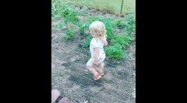 She looks forward to her strawberries.